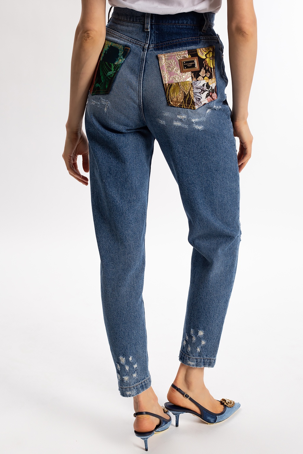 Dolce & Gabbana Raw Kristall-Logo jeans